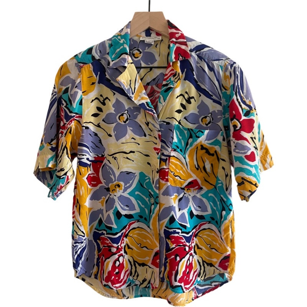 VINTAGE 80s Dior Floral Blouse
